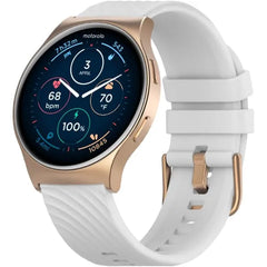 Motorola Moto 120 Premium Bluetooth Smartwatch with AMOLED Display Heart Rate & SpO2 Tracking, Fitness & Health Monitoring – Rose Gold