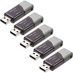 PNY Elite Turbo Attache 3 USB 3.0 Gen 1 Speed 100mb/S Flash Drive (Pack 5) 128GB