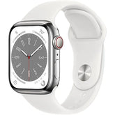 Apple Watch Series 8 (GPS) 41MM Stainless Steel Case with Starlight Sport Ban - Silver
