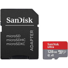 SanDisk Ultra Plus microSD Memory Card 128GB, 100MB/s, Includes SD Adapter