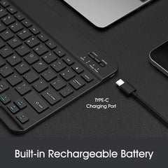 لوحة مفاتيح لاسلكية رفيعة للغاية من Fintie مقاس 10 بوصات لأجهزة IPAD/IPHONE/الكمبيوتر اللوحي - أسود