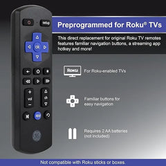Jasco Ge Roku Tv Replacement Remote – Black