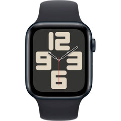 ساعة Apple Watch SE (الجيل الثاني) بنظام تحديد المواقع العالمي (GPS)، هيكل من الألومنيوم منتصف الليل مقاس 44 ملم مع حزام رياضي منتصف الليل - M/L