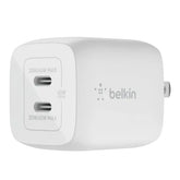 Belkin 45W Dual USB-C Wall Charger Fast Charging Power Delivery 3.0 w/ GaN Technology for iPad, iPad Pro, MacBook, Galaxy S23, & More - White