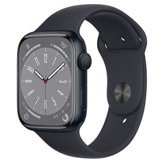 Apple Watch Series 8 (GPS) 45mm S/M Smart Watch Aluminum Case with Sport Band -Midnight