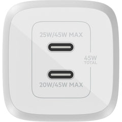 Belkin BoostCharge Pro 45W Dual USB-C GaN Wall Charger - White Price in Dubai