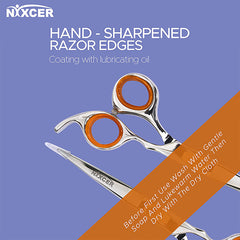 Nixcer Razor Edge Stainless Steel Barber Hair Cutting Scissor 6.5" Silver / Gold Price in Dubai