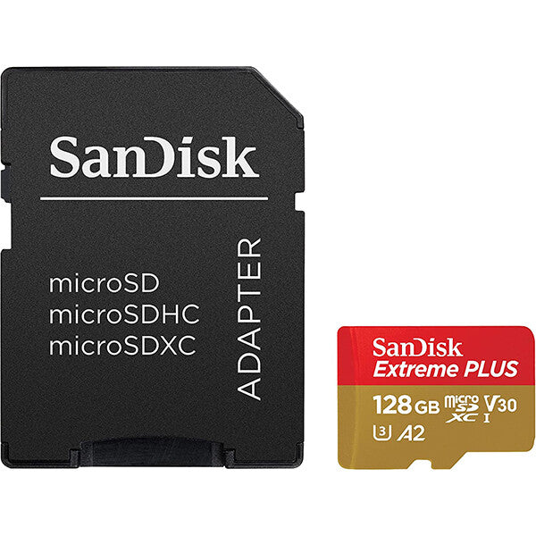 SanDisk 128GB Extreme PLUS UHS-I microSDXC Memory Card with SD Adapter