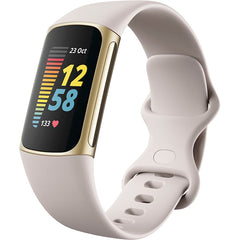 Used Fitbit Charge 5 Advanced Activity Tracker – Lunar White / Soft Gold Stainless Steel Price in Dubai