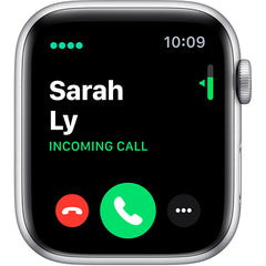 Apple Watch Series 5 (GPS + Cellular) 44mm Smart Watch Silver Aluminum Case with White Sport Band - White