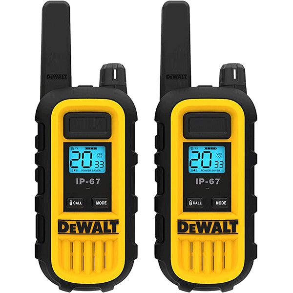DEWALT Two Way Radio Walkie Talkie 2Watt Waterproof Long Range & Rechargeable with VOX (2 Pack)