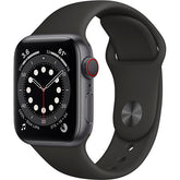 Apple Watch Series 6 (GPS + Cellular) 40mm Smart Watch Aluminum Case with Sport Band - Black