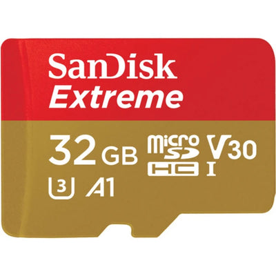 Used SanDisk Extreme UHS-I Micro SDHC Memory Card with SD Adapter 100mb/S 32GB