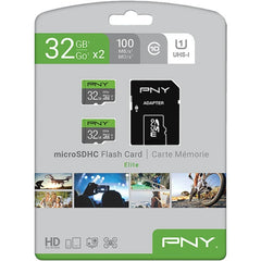 PNY Elite UHS-I micro SDHC Memory Card with Adapter 32GB (2-Pack)