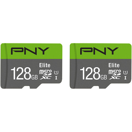 بطاقة ذاكرة PNY Elite UHS-I micro SDHC مع محول سعة 32 جيجابايت (عبوة من قطعتين) 