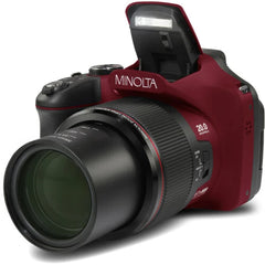 Minolta MN67Z 20 Mega Pixel Digital Camera 67x Optical Zoom Lens, 4x Digital Zoom – Red