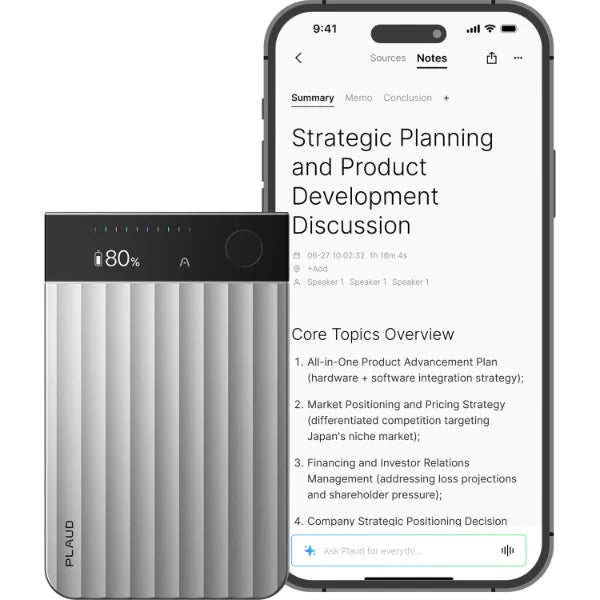 Plaud Note Pro AI Voice Recorder 64GB with Black Magnetic Case – Silver