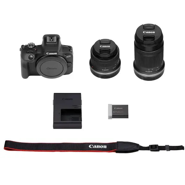 Canon EOS R100 4K Video Mirrorless Camera 2 Lens Kit with 18-45mm and 55-210mm Lenses – Black