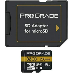 ProGrade Digital Gold MicroSDXC UHS-II V60 256GB Memory Card with Adapter 250MB/s