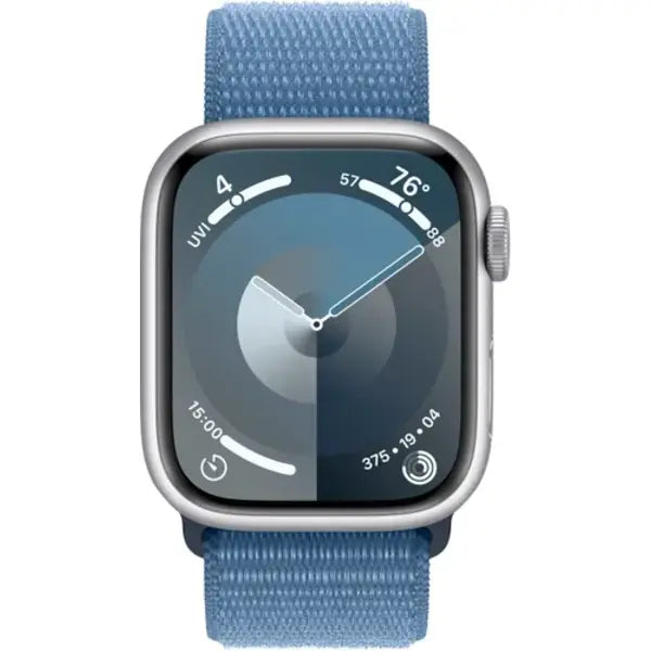 Apple Series 9 41mm GPS Smart Watch Silver Aluminum Case with Sport Loop - Winter Blue