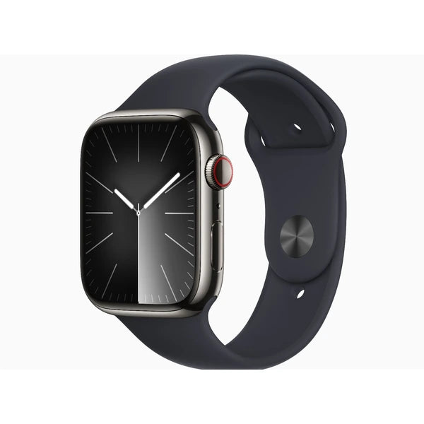 Apple Series 9 45mm (GPS) Smart Watch Graphite Stainless Steel Case with Clay Sport Band – Midnight