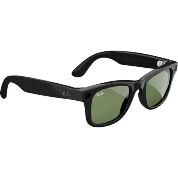 Ray-Ban Meta - Wayfarer Smart Glasses (Size 50) with Meta AI, Audio, Photo, Video Compatibility - Green Lenses - Shiny Black