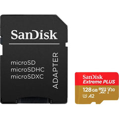 بطاقة ذاكرة SanDisk Extreme PLUS Micro SDXC مع محول 200 ميجابايت/ثانية 128 جيجابايت