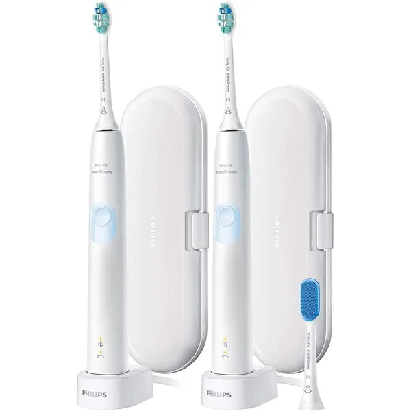 Philips Sonicare Protective Clean 4300 Rechargeable Toothbrush (2PACK) – White / Light Blue