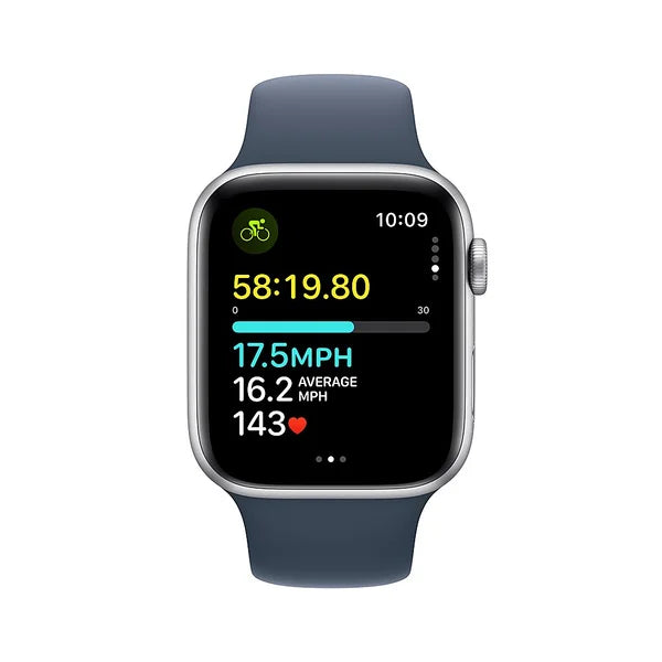 Apple SE (2nd Gen) (2023) 44MM/SM Smart Watch Silver Aluminum - Storm Blue