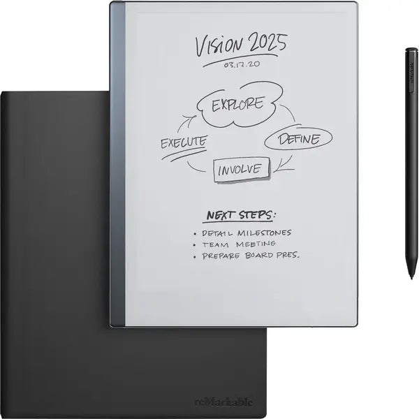 Remarkable 2 - 10.3” Paper Tablet with Marker Plus and Premium Leather Book Folio – Black