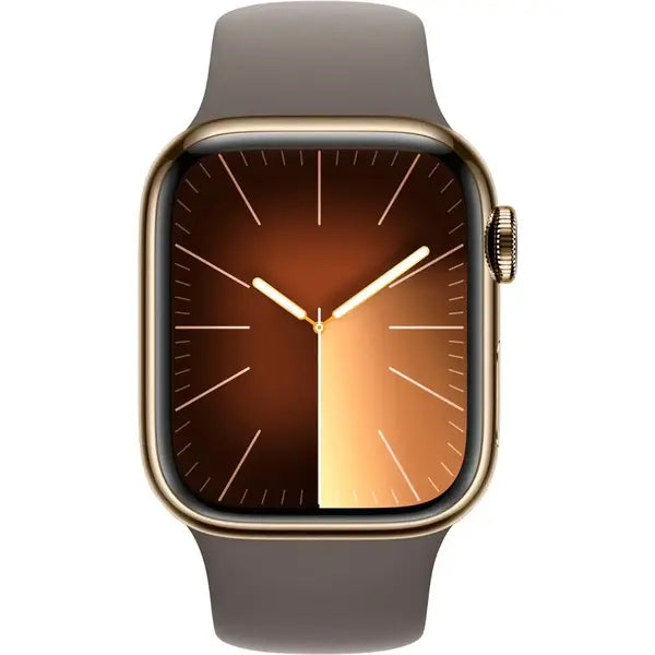 Apple Watch Series 9 (GPS) 41mm Gold Stainless Steel Case with Clay Sport Band with Blood Oxygen  – Gold