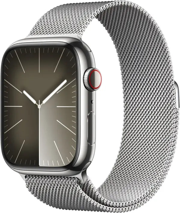 Apple Watch Series 9 (GPS) 45mm Silver Stainless Steel Case with Silver Milanese Loop with Blood Oxygen – Silver