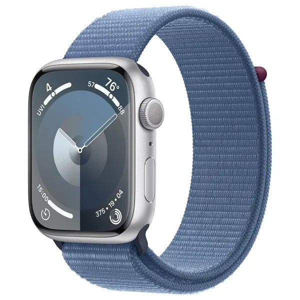 APPLE SERIES 9 (GPS) 45MM Smart Watch Silver Aluminum Case with Sport Band – Storm Blue