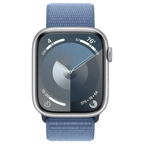 APPLE SERIES 9 (GPS) 45MM Smart Watch Silver Aluminum Case with Sport Band – Storm Blue