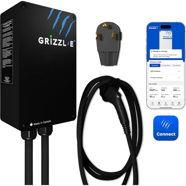 Grizzl-E Smart EV Charger 40A, Level 2, Wi-Fi Enabled – Black