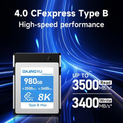 DAJINGYU 980GB CFexpress Type B Card – 3500MB/s Ultra Fast Memory Card