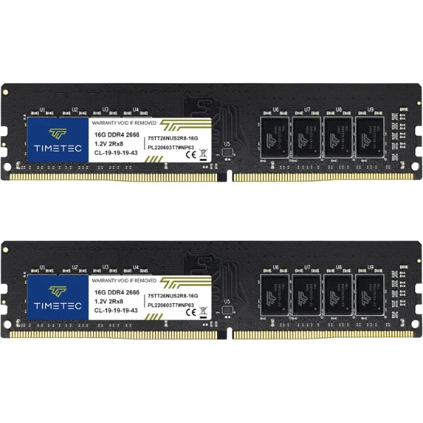 Timetec 32GB KIT (2x16GB) DDR4 2666MHz (PC4-2666V) PC4-21300 UDIMM Desktop RAM –CL19 DIMM Memory