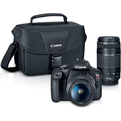 Canon EOS Rebel T7 DSLR Camera with 18-55mm/75-300mm Lens – Black