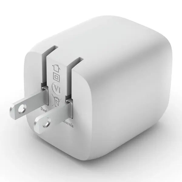 Belkin 45W Dual USB-C Wall Charger Fast Charging Power Delivery 3.0 w/ GaN Technology for iPad, iPad Pro, MacBook, Galaxy S23, & More - White