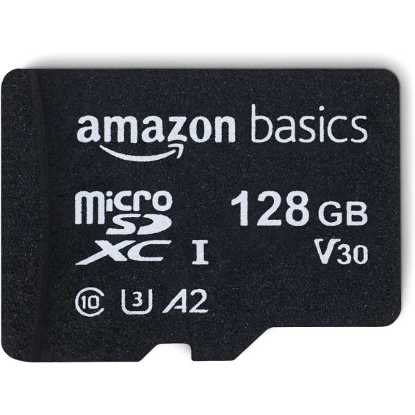 Amazon Basics MicroSDXC 128GB Memory Card with SD Adapter – 100MB/s High Speed