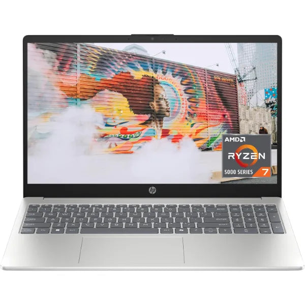 HP Laptop FHD Display AMD Ryzen 7 5825U, 8GB RAM 512GB SSD AMD Radeon Graphics Windows 11 Home – Natural Silver