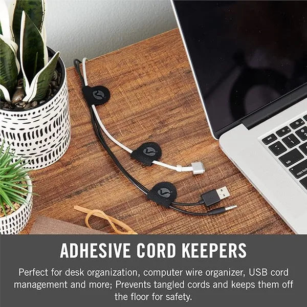 VELCRO Brand Cord Keepers for Electronics Removable Adhesive Backing Soft Nylon Cable Clips (pack of 5) - Black