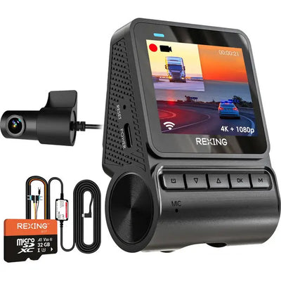 Used Rexing V1p Flex X4 4k (Front + Rear) Wi-fi Dual Dash Camera – Black