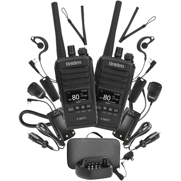 Uniden UH755-2DLX 5W UHF CB Two-Way Handheld Radio Deluxe Pack - Black