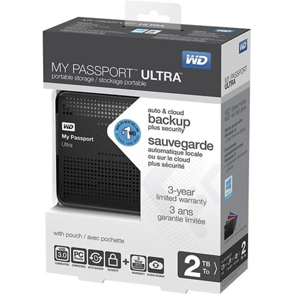 Western Digital My Passport Ultra 2TB Portable Hard Drive - Black