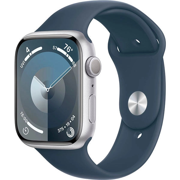 Apple Series 9 (GPS) 45mm Smart Watch Aluminum Case with Sport Band – Storm Blue