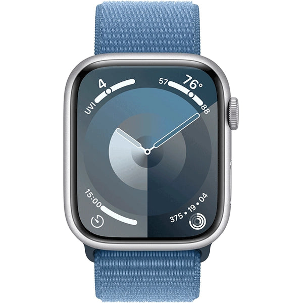 Apple Watch Series 9 GPS, 45mm Silver Aluminum Case with Blue Sport Loop