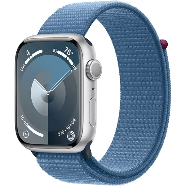 Apple Watch Series 9 GPS, 45mm Silver Aluminum Case with Blue Sport Loop