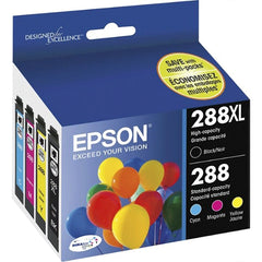 Epson 288XL, Black High Capacity and Color Standard Capacity DURABrite Ultra Ink Cartridges, C/M/Y/K (4-Pack) Price in Dubai