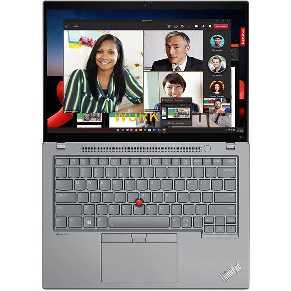 كمبيوتر محمول Lenovo ThinkPad T14 من الجيل الرابع، معالج Intel Core i7-1355U من الجيل الثالث عشر، ذاكرة وصول عشوائي DDR5 سعة 16 جيجابايت، محرك أقراص SSD M.2 سعة 512 جيجابايت - رمادي عاصف